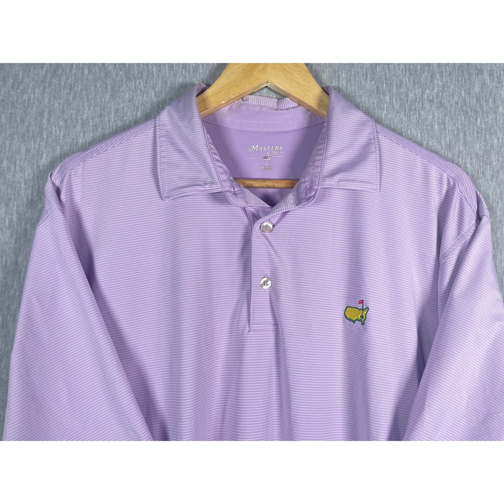 Masters Tech Mens Large Purple Micro Stripe Performance Golf Polo Shirt